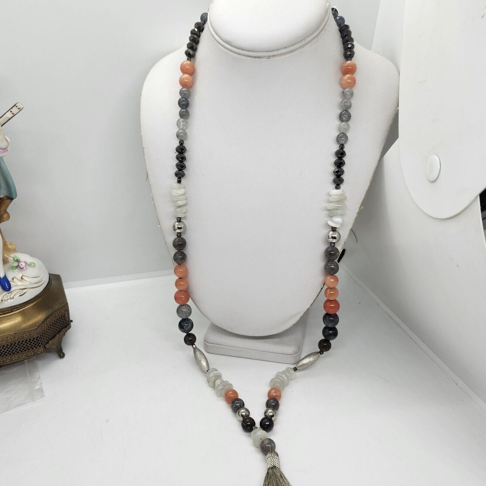 Nakamol Mixed Bead Long Tassel Necklace